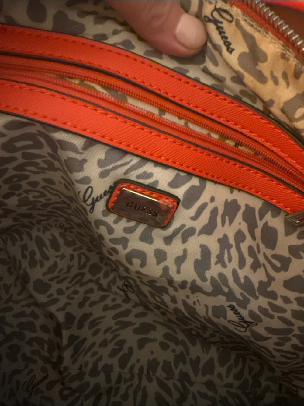 GUESS Coral-Red Laser Cut Tote